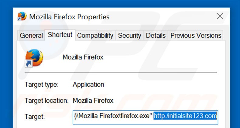 Aggiustare il collegamento rapido a Mozilla Firefox: step 2