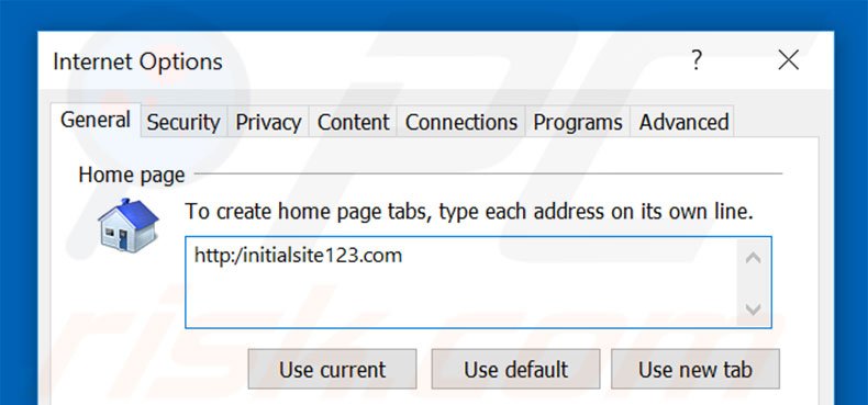 Cambia la tua homepage initialsite123.com in Internet Explorer