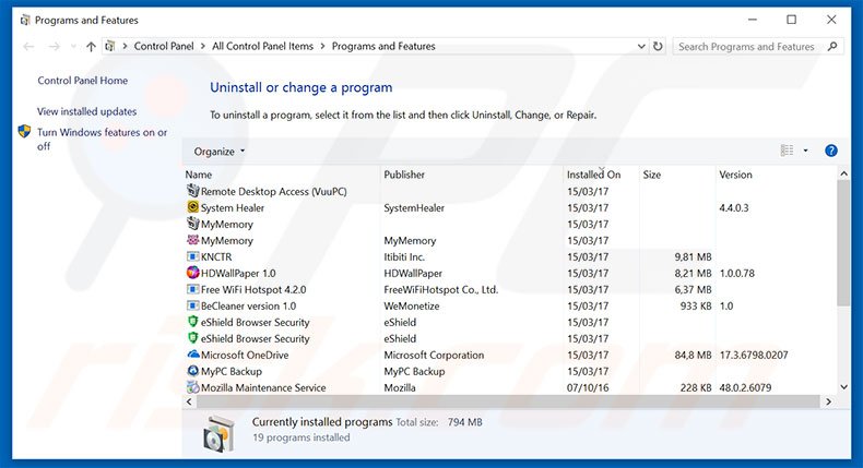 rambler.ru browser hijacker uninstall via Control Panel