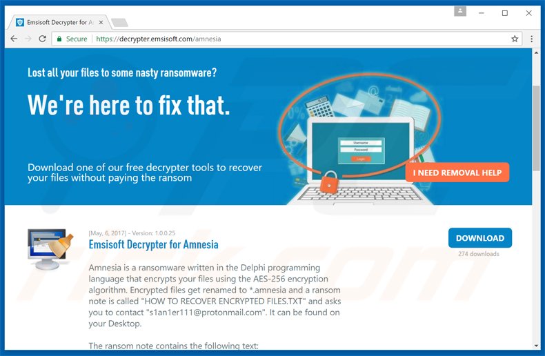 amnesia ransomware decrypter download