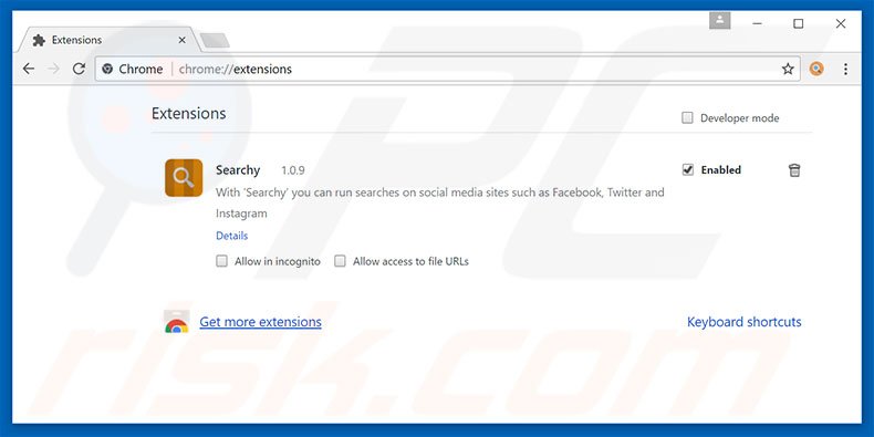 Removing FirePlayer ads from Google Chrome step 2