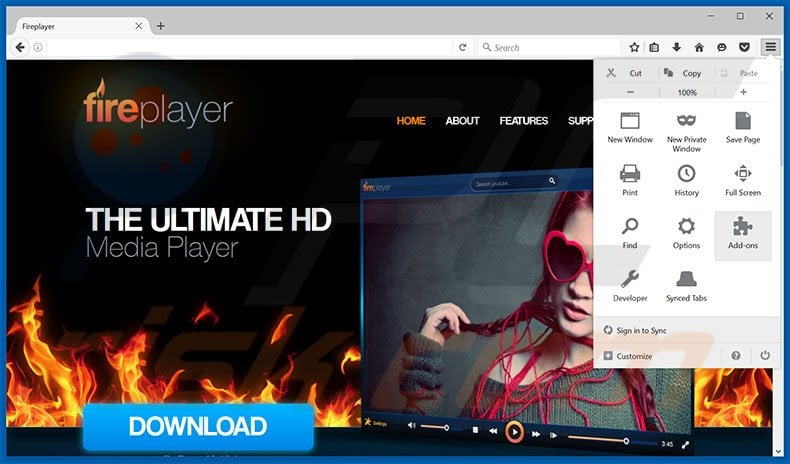 Removing FirePlayer ads from Mozilla Firefox step 1