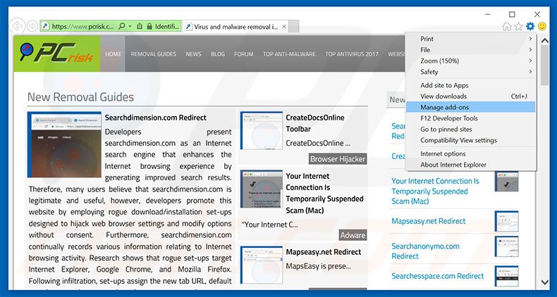 Removing Malicious Pornographic Spyware/Riskware Detected ads from Internet Explorer step 1