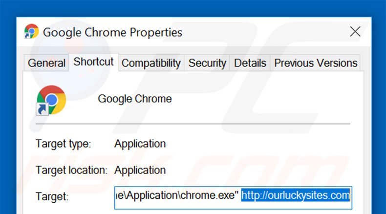 Aggiustare il collegamento rapido a Google Chrome: step 2