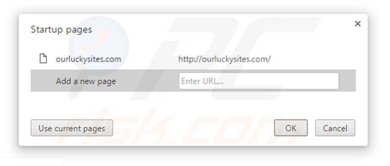 Change your homepage ourluckysites.com in Google Chrome