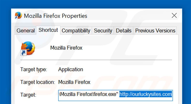 Aggiustare il collegamento rapido a Mozilla Firefox: step 2