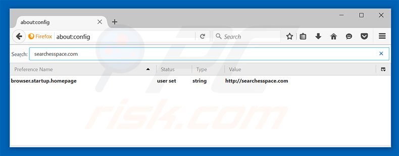 Cambia il tuo motore di ricerca predefinito searchesspace.com in Mozilla Firefox