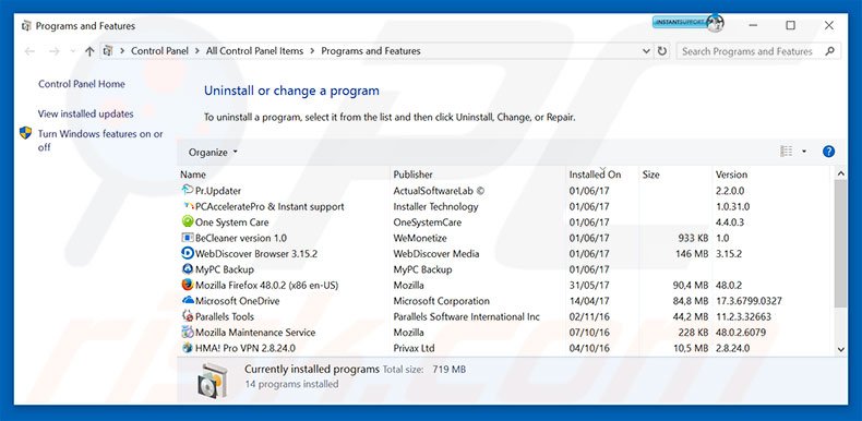 Access To Your Computer Has Been Restricted adware uninstall via Control Panel