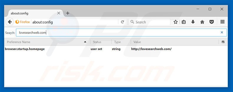 Removing lovesearchweb.com from Mozilla Firefox default search engine