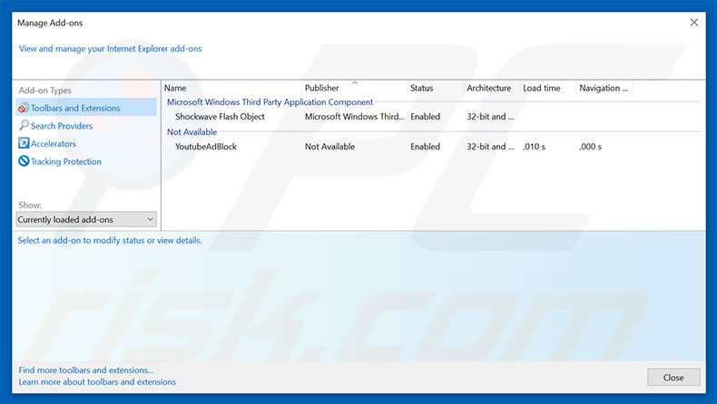 Removing Firewall detecting ‘suspicious’ incoming network connections ads from Internet Explorer step 2