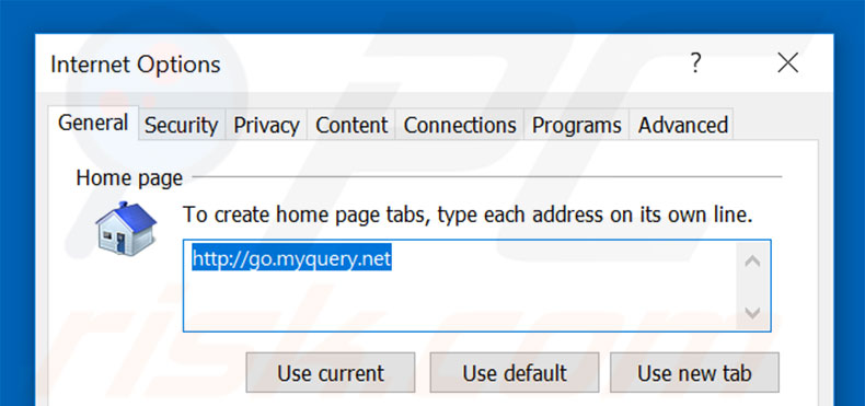 Removing go.myquery.net from Internet Explorer homepage