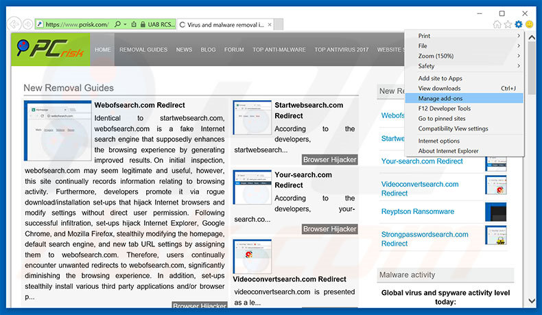 Removing nextlnk.com ads from Internet Explorer step 1