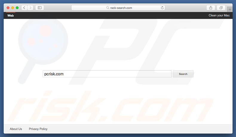 rack-search.com browser hijacker on a Mac computer