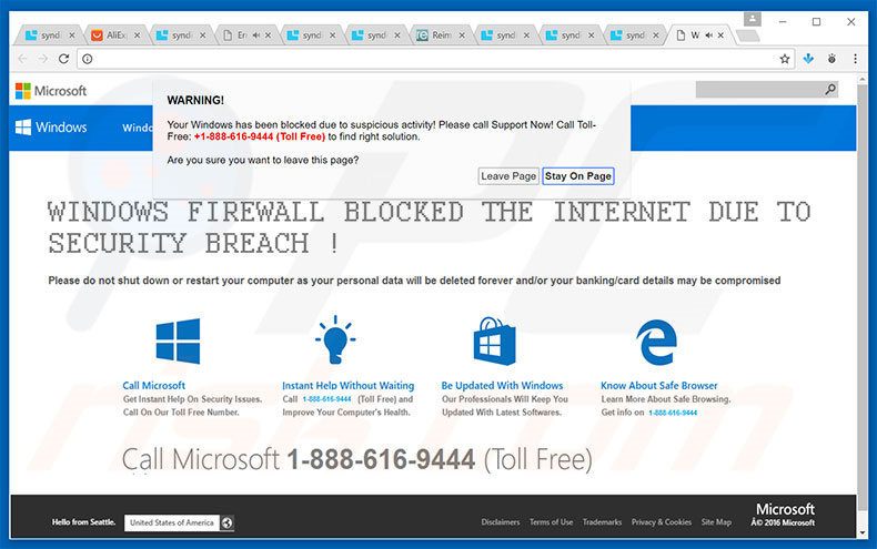 WARNING! Your Windows Has Been Blocked adware