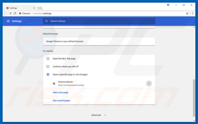 Removing chromesearch.today from Google Chrome homepage