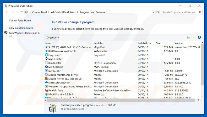 RDN_Trojan_Hacking File Detected adware uninstall via Control Panel