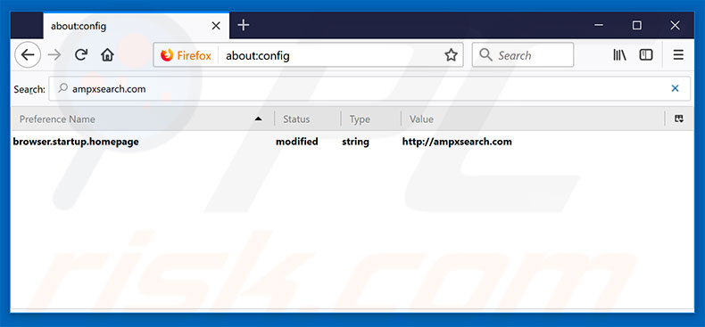 Removing ampxsearch.com from Mozilla Firefox default search engine