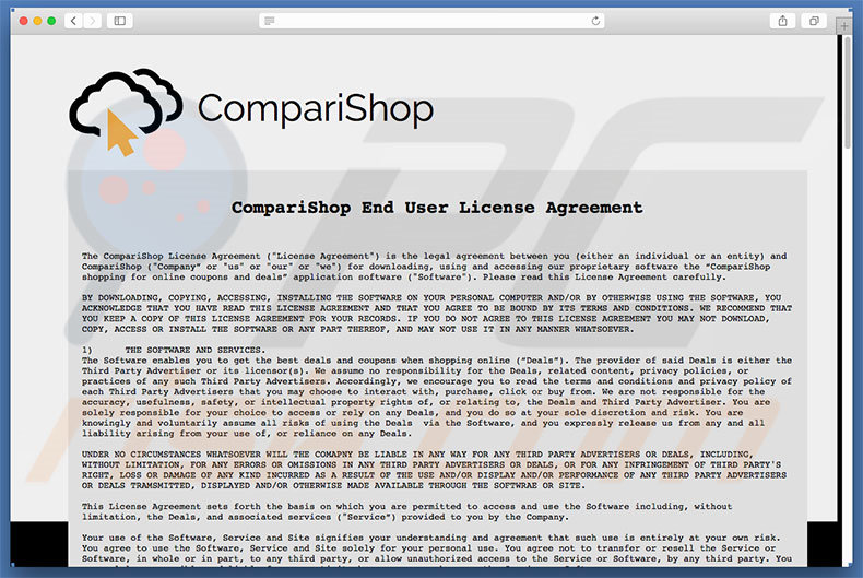 CompariShop adware EULA