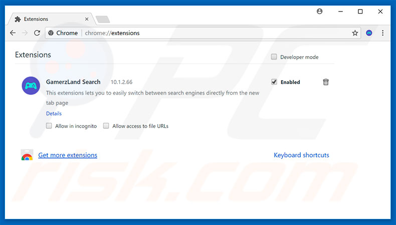 Removing gmrlnd.com related Google Chrome extensions