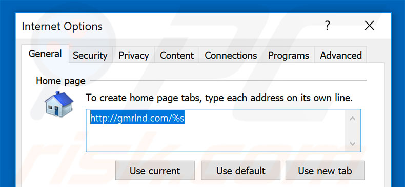 Removing gmrlnd.com from Internet Explorer homepage