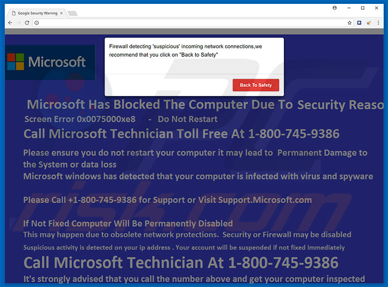 Microsoft Has Blocked The Computer adware