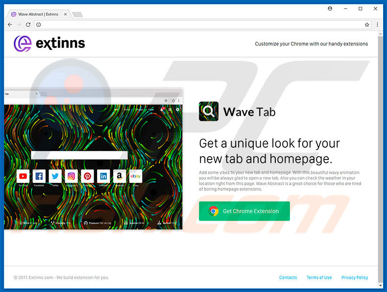 Sito web utilizzato per promuovere il dirottatore del browser Wave Abstract