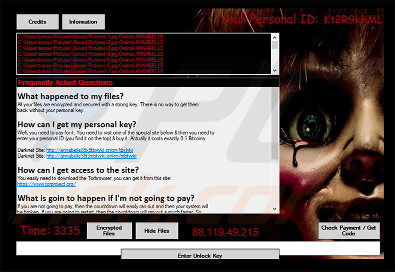 Messaggio di richiesta di riscatto di ANNABELLE ransomware