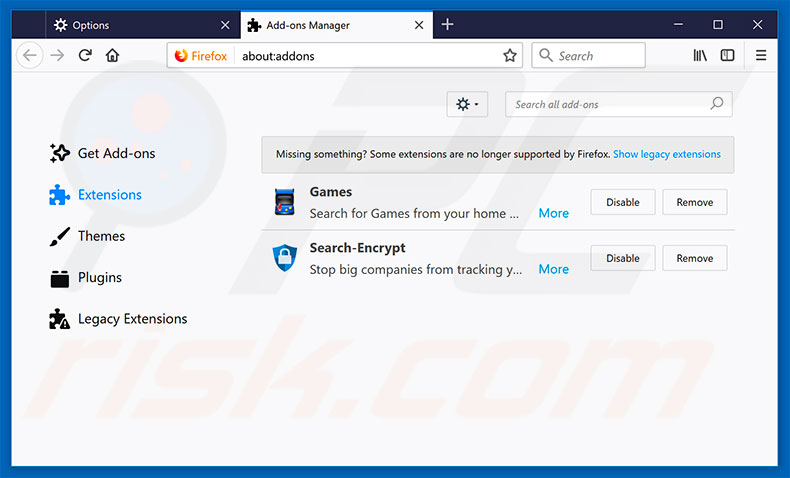 Removing chromesearch.online related Mozilla Firefox extensions