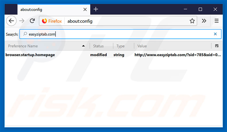 Removing easyziptab.com from Mozilla Firefox default search engine