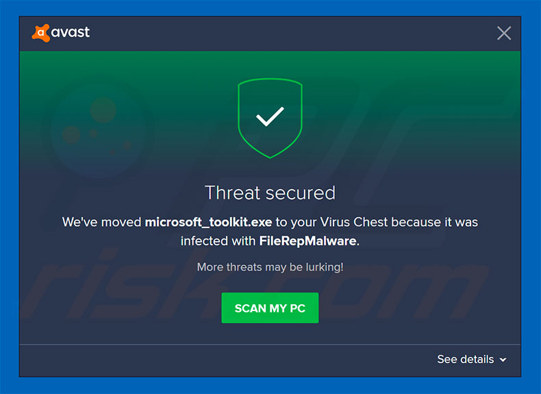 FileRepMalware removed by Avast anti-virus