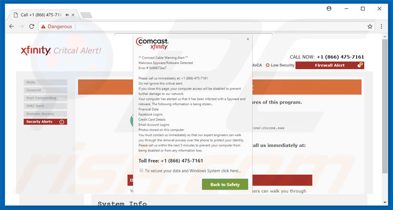 Comcast Cable Warning Alert variant 2