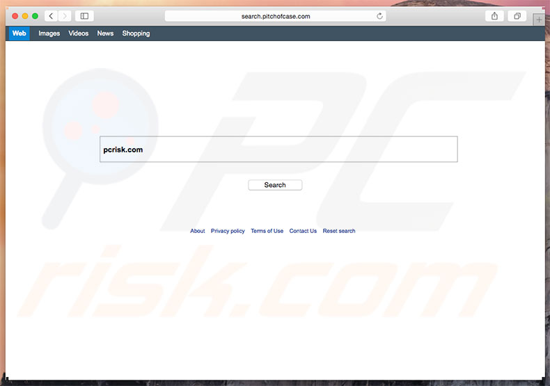 search.pitchofcase.com browser hijacker on a Mac computer