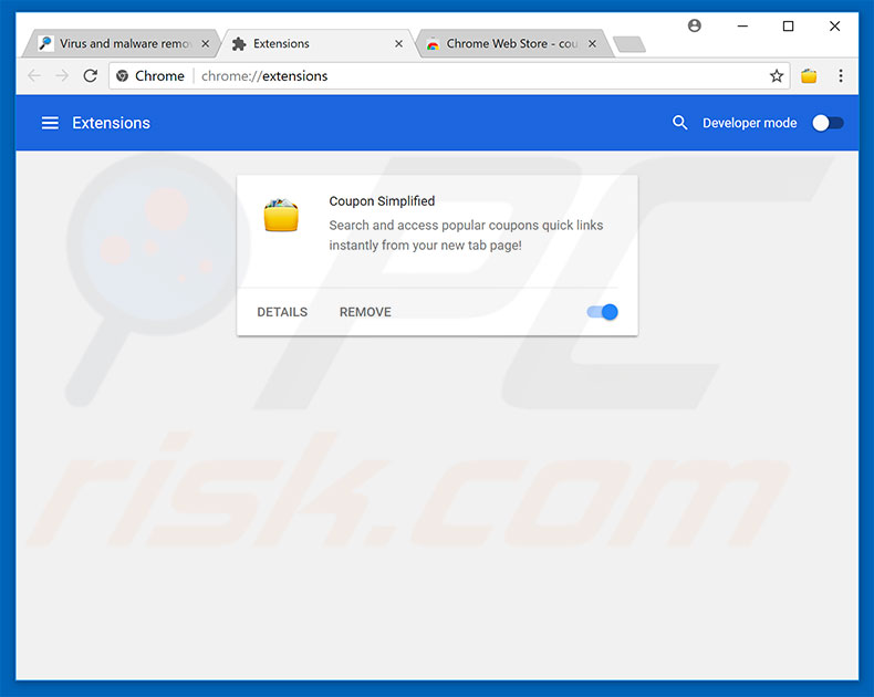 Rimozione degli annunci di Pokki da Google Chrome passo 2