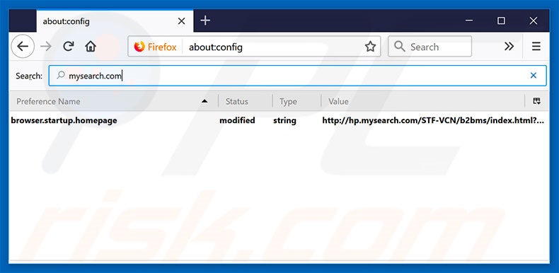 Removing hp.mysearch.com from Mozilla Firefox default search engine