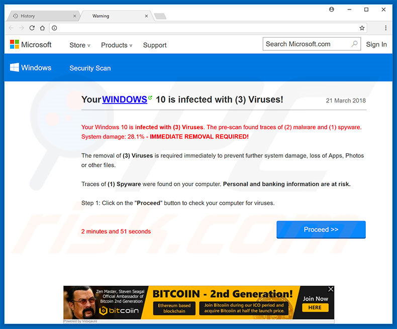 Your Windows 10 Is Infected With 3 Viruses scam