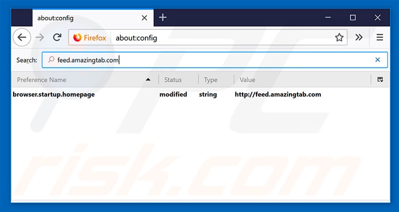 Removing feed.amazingtab.com from Mozilla Firefox default search engine