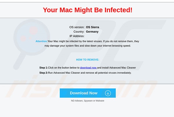 Dubious website used to promote Mac Ads Cleaner