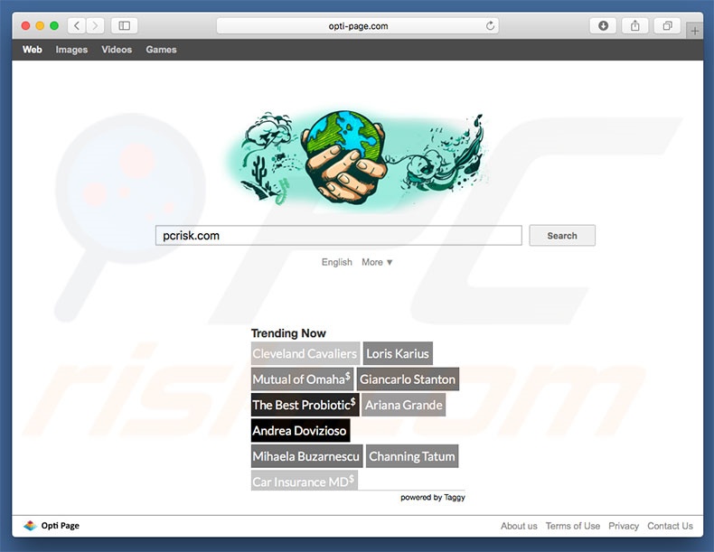 opti-page.com browser hijacker on a Mac computer