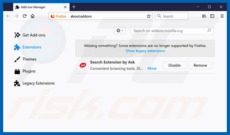 Removing rogue extensions from Mozilla Firefox step 2