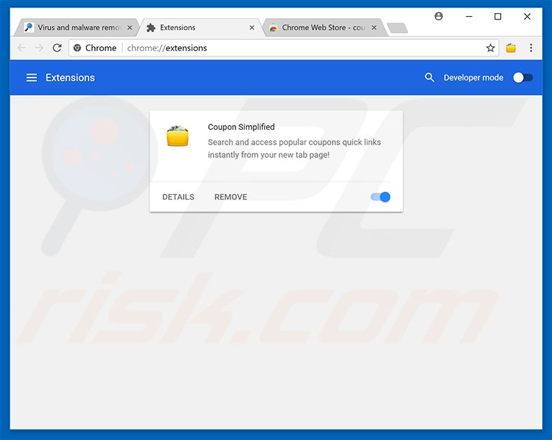 Removing FastDataX ads from Google Chrome step 2