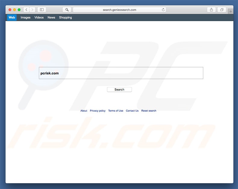 search.genieosearch.com browser hijacker on a Mac computer