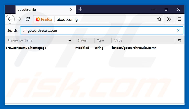 Removing gosearchresults.com from Mozilla Firefox default search engine