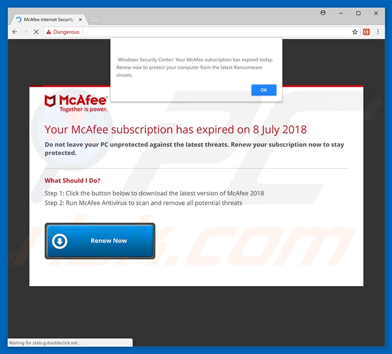 Il tuo abbonamento McAfee è scaduto   truffa