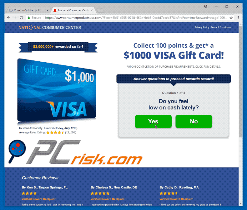 $1000 VISA Gift Card scam gif
