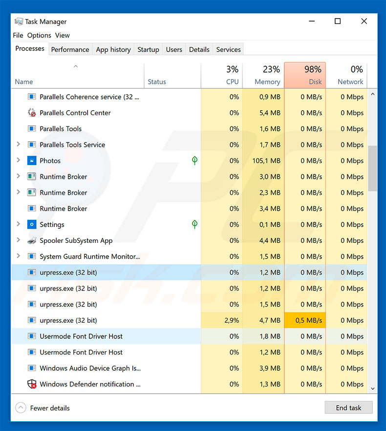 SAVEfiles ransomware in task manager