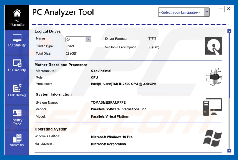 PC Analyzer Tool unwanted application