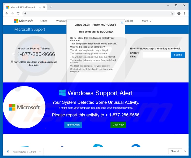 Microsoft Support POP-UP Scam used to promote PC Analyzer Tool