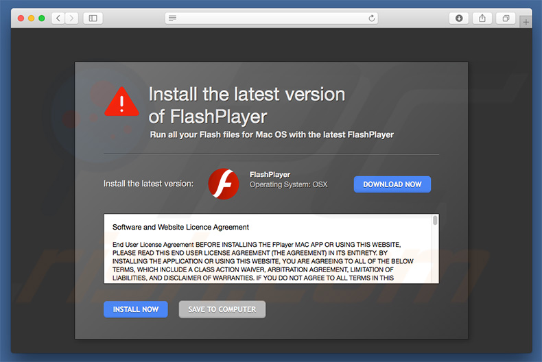 Falso Adobe Flash Player che promuove XMRig CPU Miner