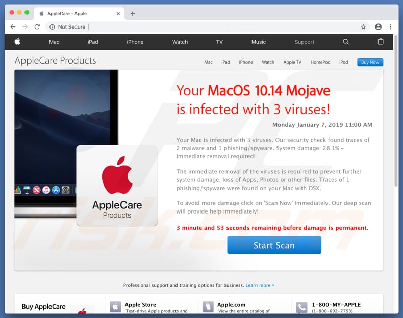 fake virus alert promoting Mac Tweak application