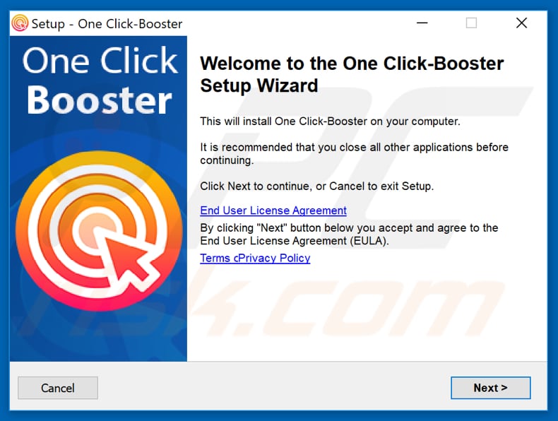 Configurazione dell'installazione di One Click Booster